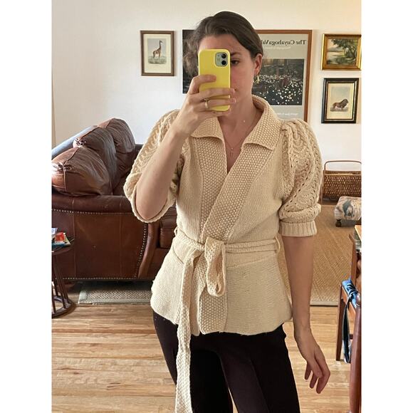 BCBGMaxAzria Sweaters - BCBG Puff Sleeve Wrap Wool Sweater